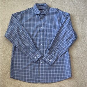 Tommy Hilfiger Men’s Sky Blue Check Dress Shirt 16-16.5, 34-35 Size Large